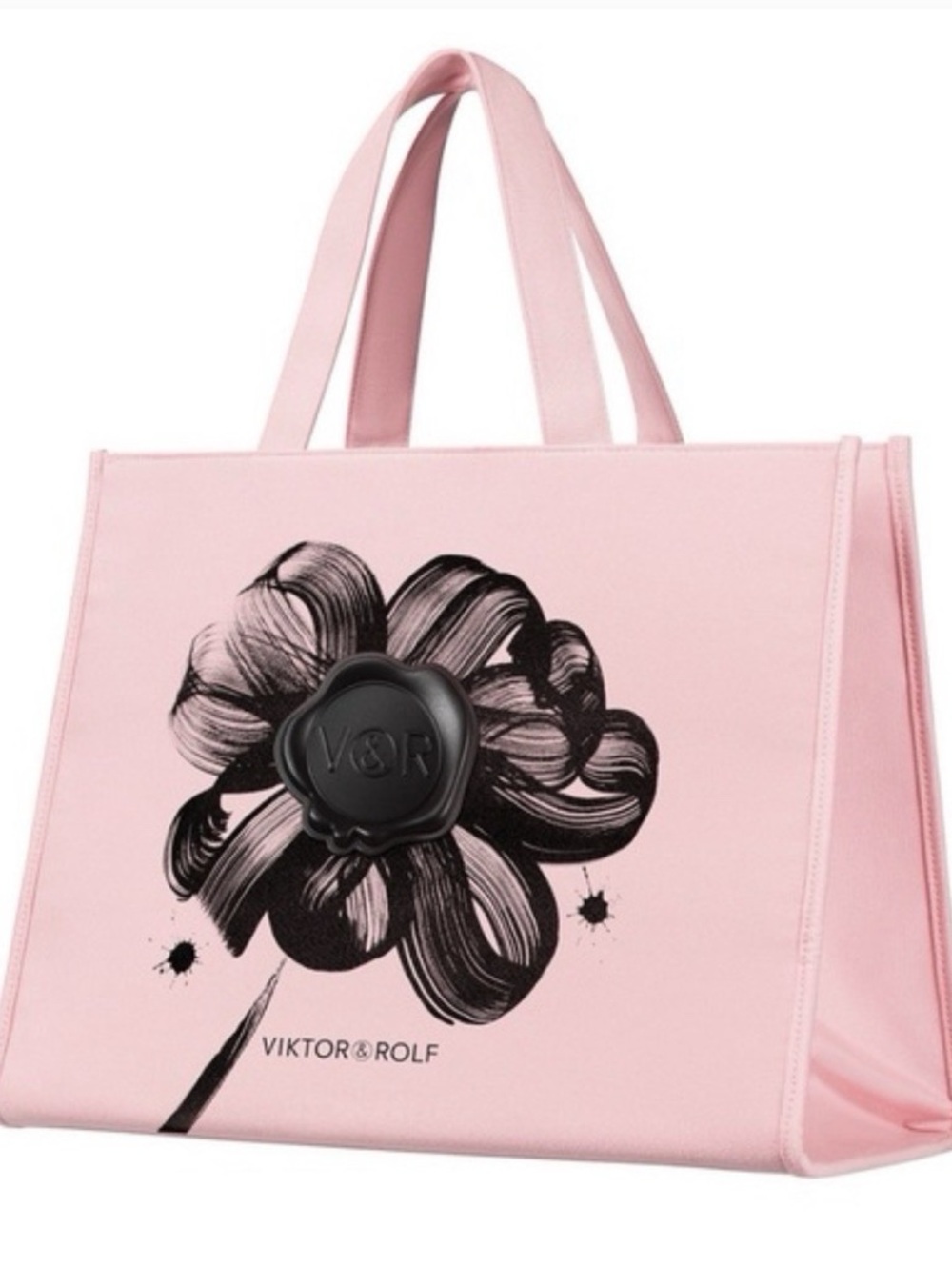 Viktor & Rolf Blush Pink Tote with Black Floral Logo
